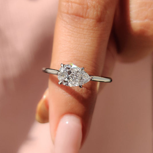 Pear Cut East To West Diamond Ring