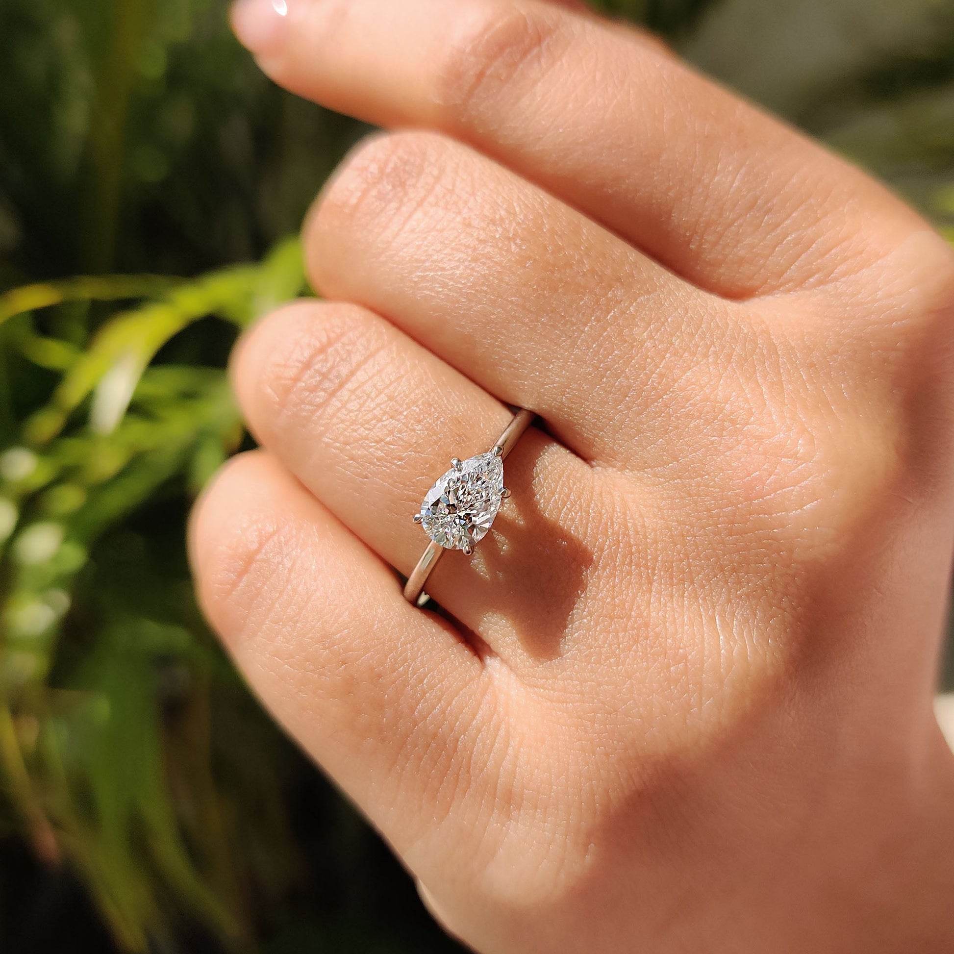 Pear Cut East To West Diamond Ring