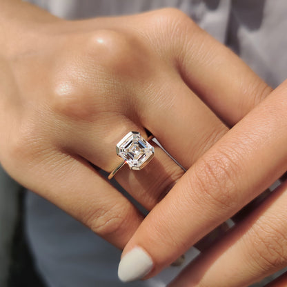Asscher Cut Half Bezel Set Ring