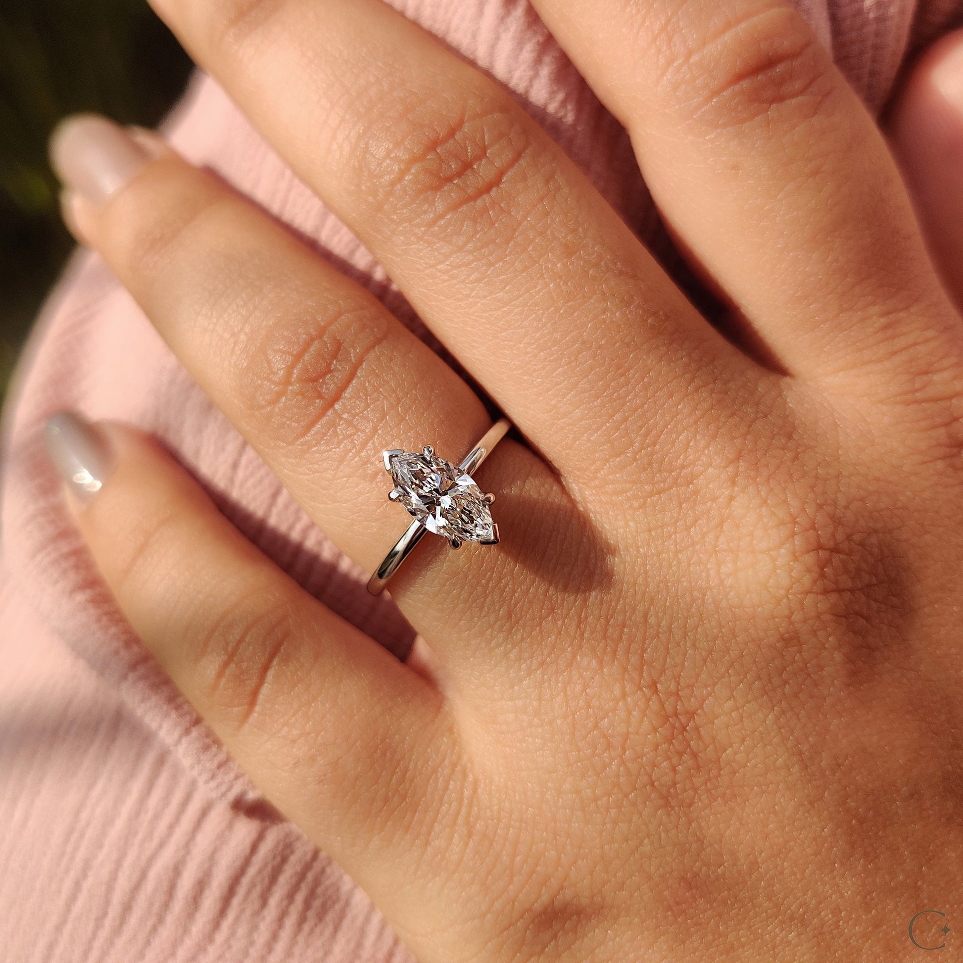 Marquise Cut Diamond Ring In Solitaire Setting