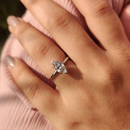 Marquise Cut Diamond Ring In Solitaire Setting