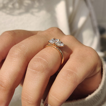 2 Stone Engagement Ring With Pear And Radiant Diamond