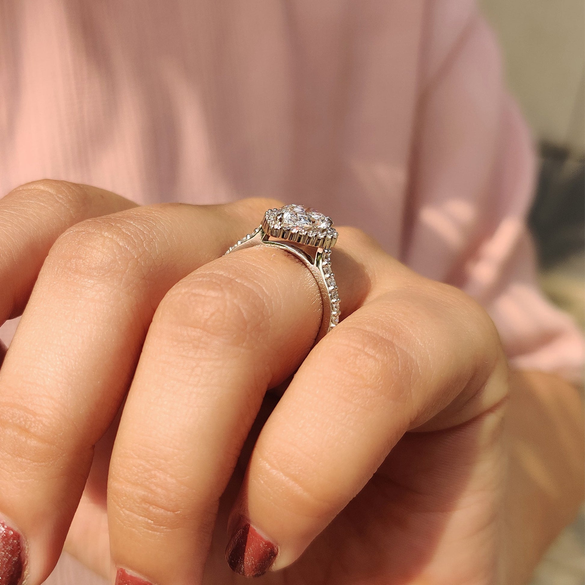Pear Shaped Halo Engagement Ring In White Gold