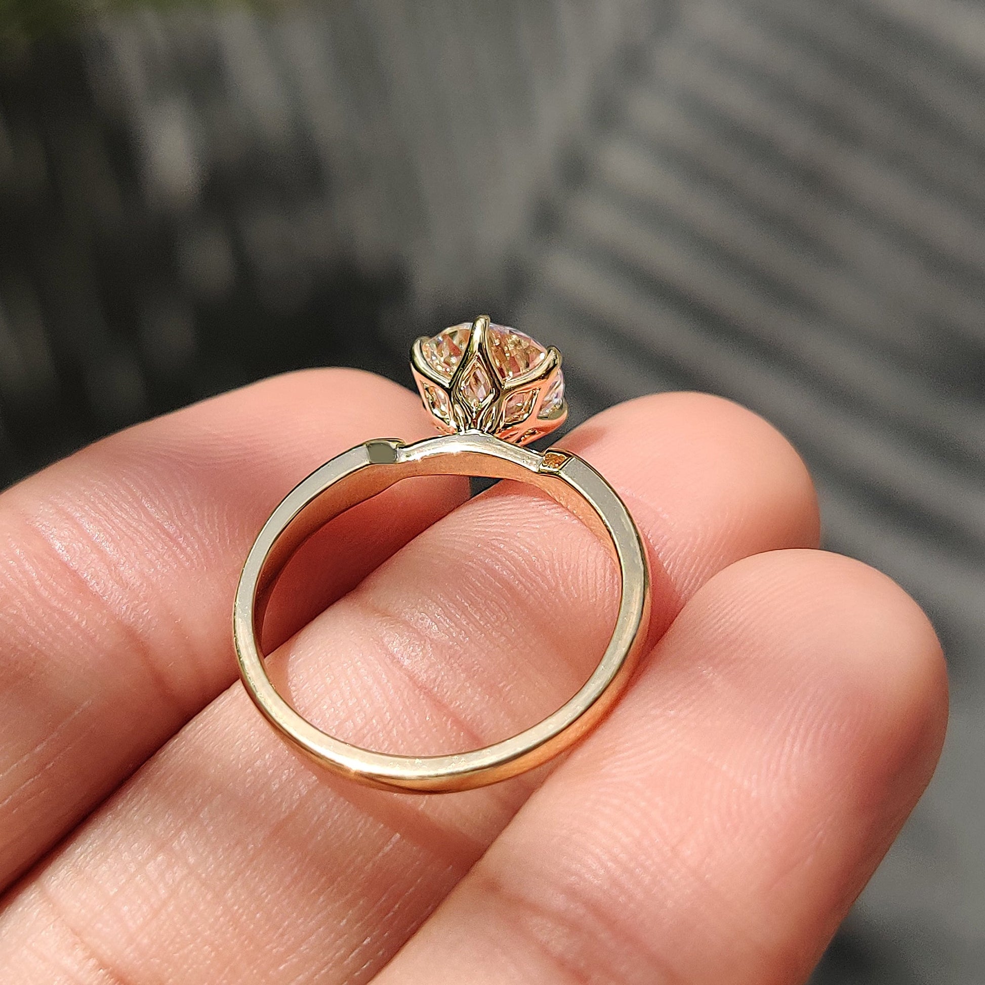 Portuguese Cut Diamond Ring With Tulip Setting