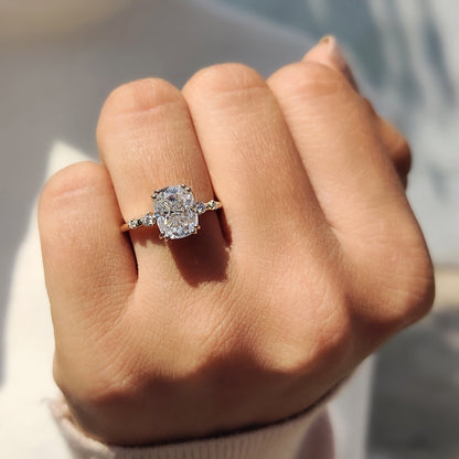 Elongated Cushion Cut Engagement Ring In Yellow Gold