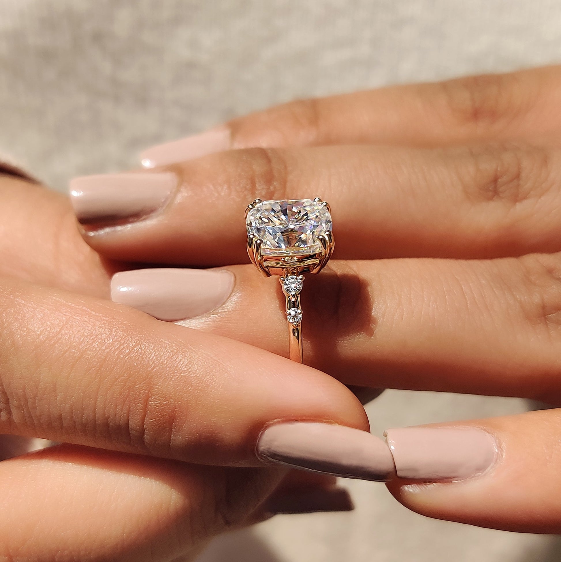 Elongated Cushion Cut Engagement Ring In Yellow Gold