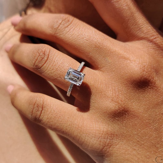 Emerald Cut Engagement Ring in Pave Setting