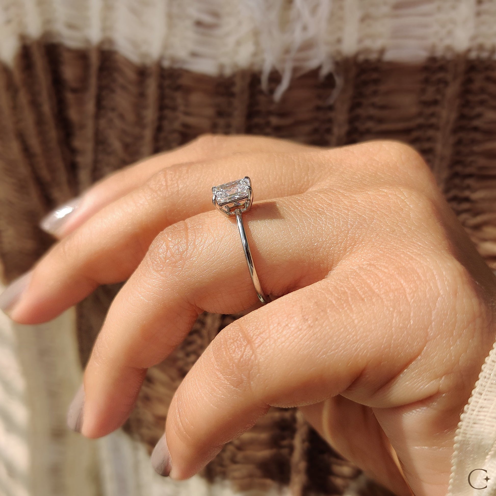 Radiant Cut Solitaire Ring In White Gold