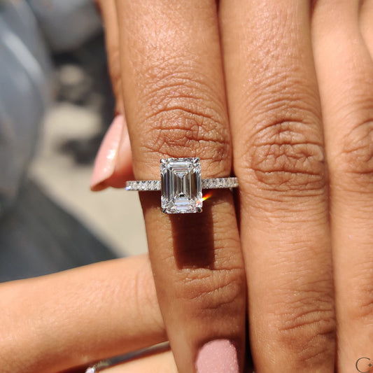 Emerald Cut Engagement Ring in Pave Setting