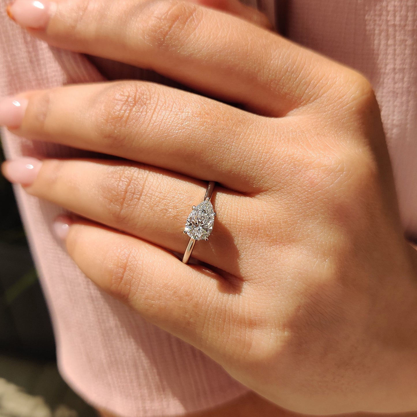 Pear Cut East To West Diamond Ring