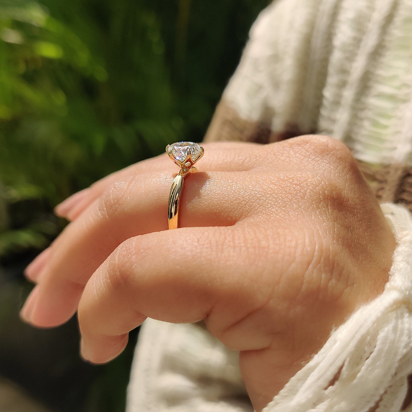 Portuguese Cut Diamond Ring With Tulip Setting