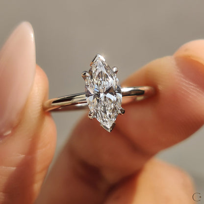 Marquise Cut Diamond Ring In Solitaire Setting