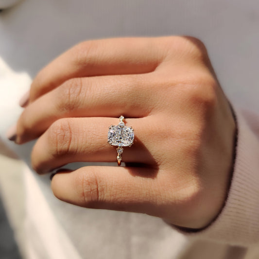 Elongated Cushion Cut Engagement Ring In Yellow Gold