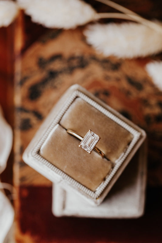 Marquise Shaped Three Stone Lab Grown Diamond Engagement Ring