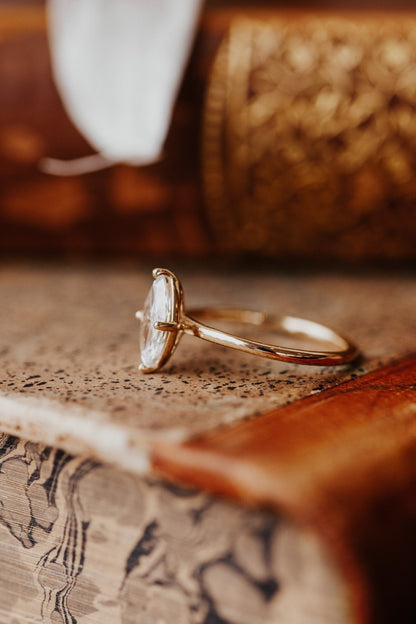 Marquise Shaped Three Stone Lab Grown Diamond Engagement Ring