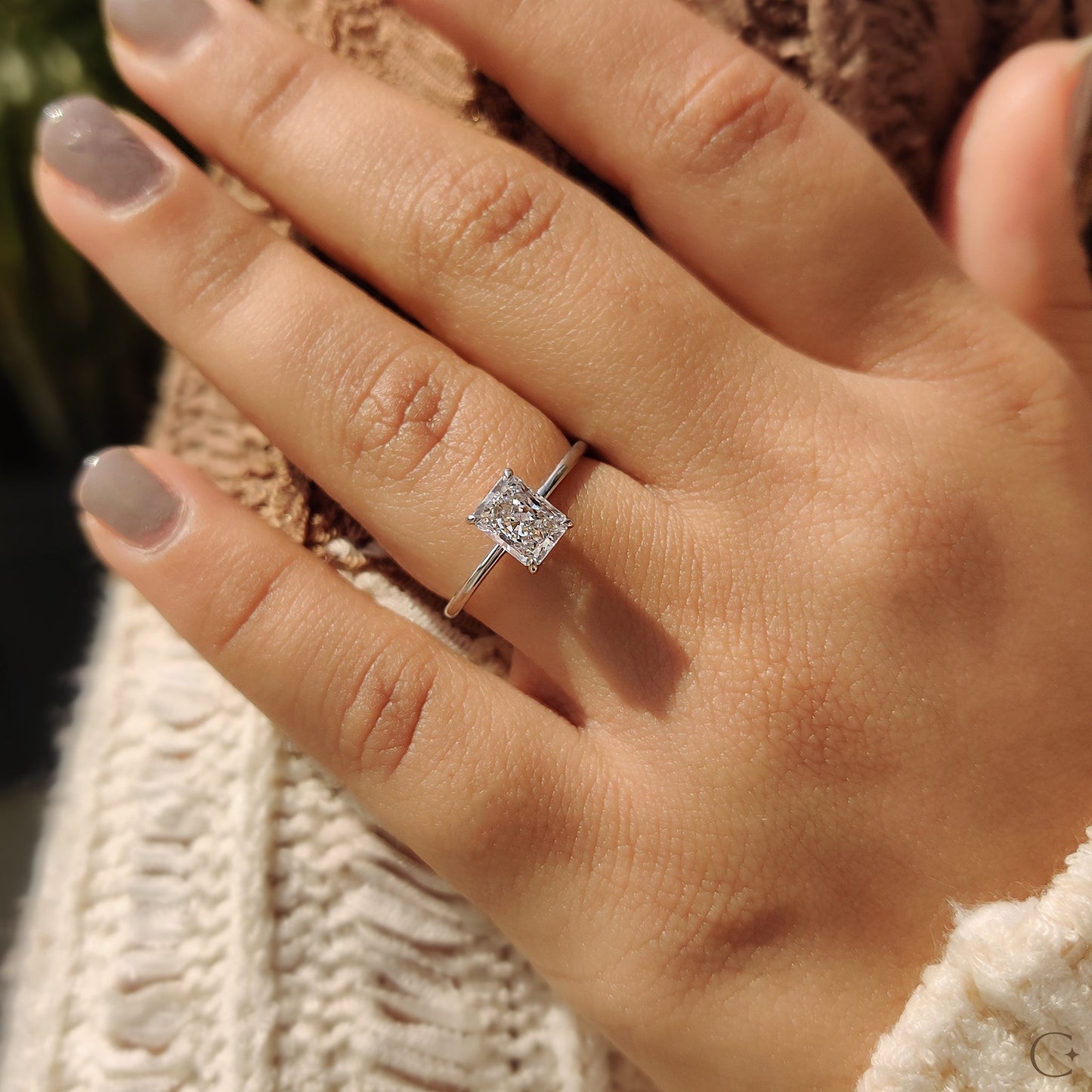 Radiant Cut Solitaire Ring In White Gold
