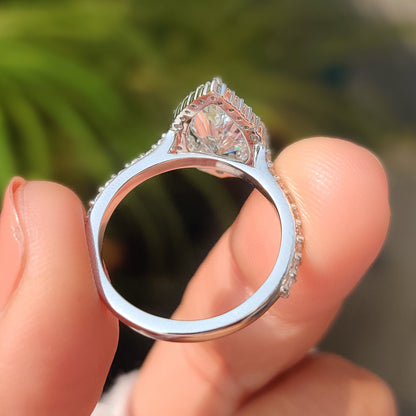 Pear Shaped Halo Engagement Ring In White Gold