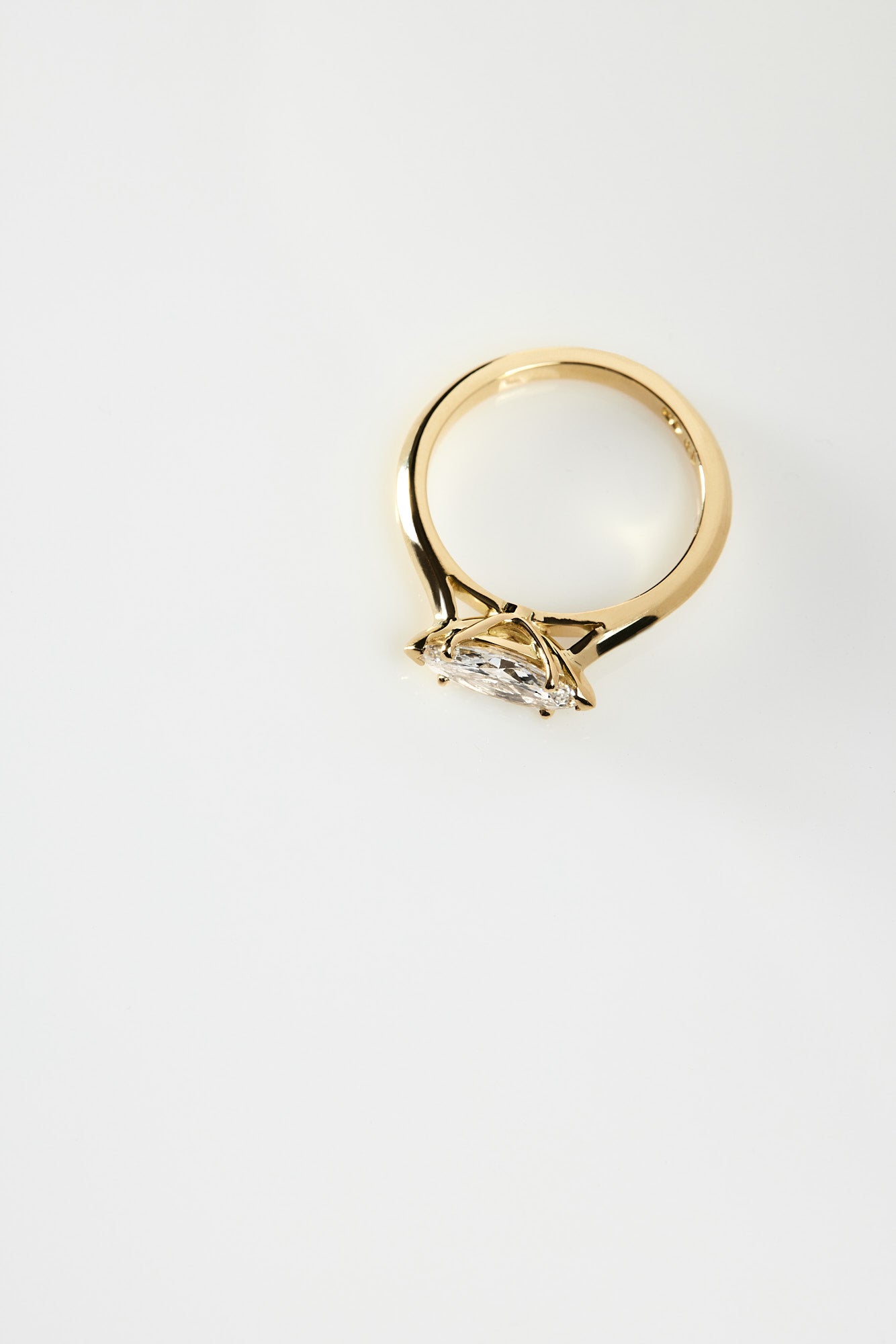 Marquise Shaped Three Stone Lab Grown Diamond Engagement Ring