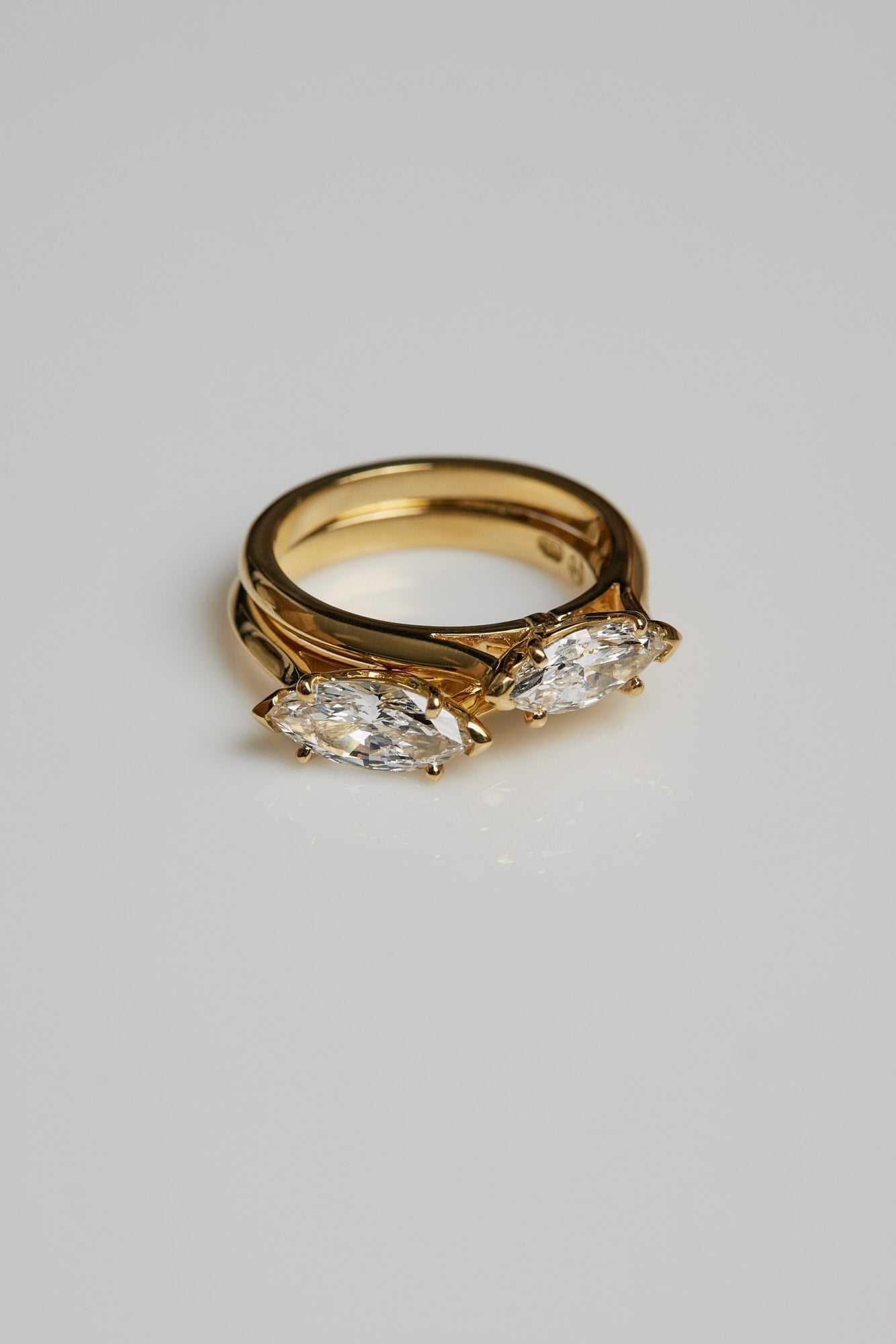 Marquise Shaped Three Stone Lab Grown Diamond Engagement Ring