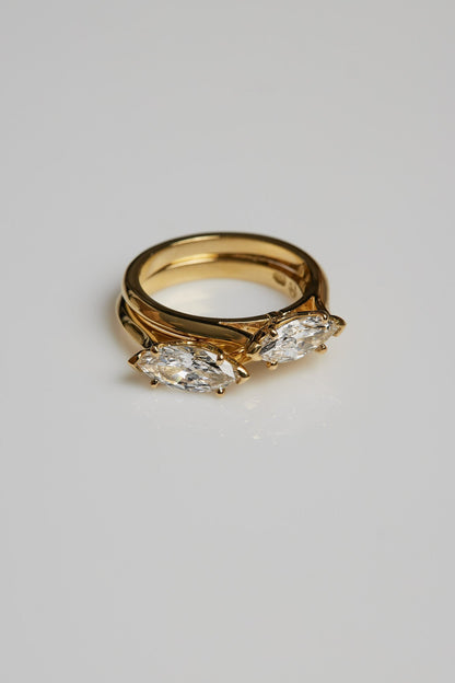 Marquise Shaped Three Stone Lab Grown Diamond Engagement Ring