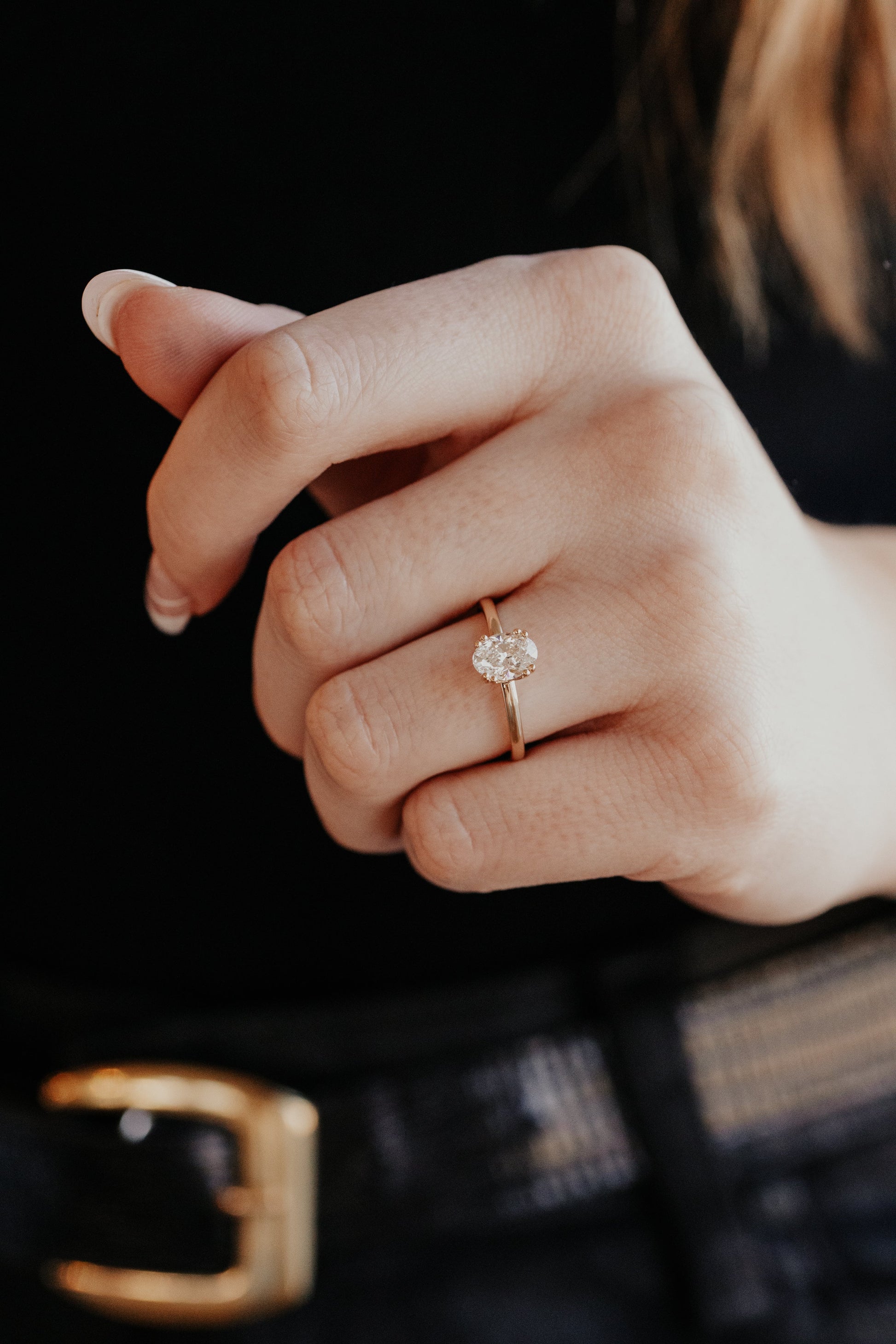 Marquise Shaped Three Stone Lab Grown Diamond Engagement Ring