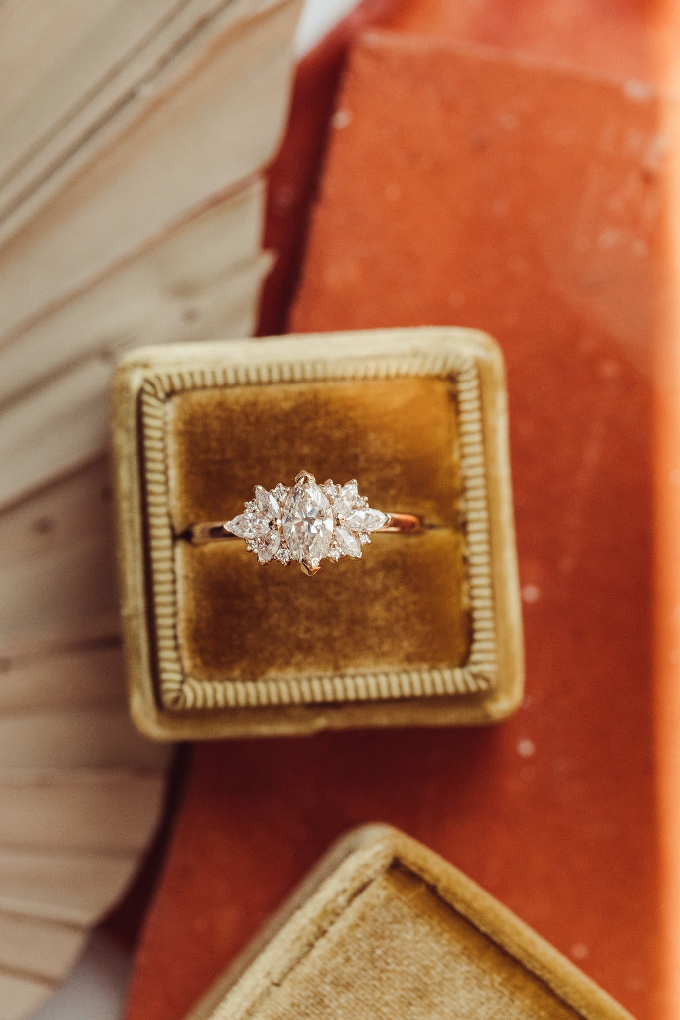 Marquise Shaped Three Stone Lab Grown Diamond Engagement Ring