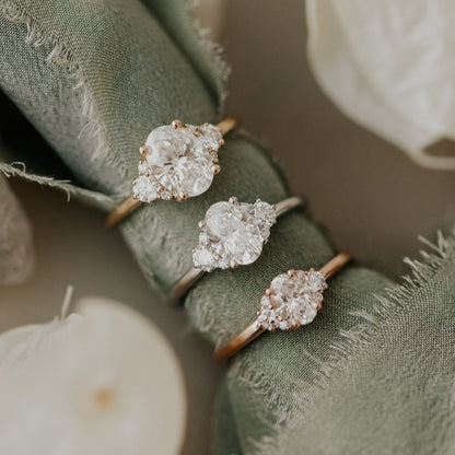 Marquise Shaped Three Stone Lab Grown Diamond Engagement Ring