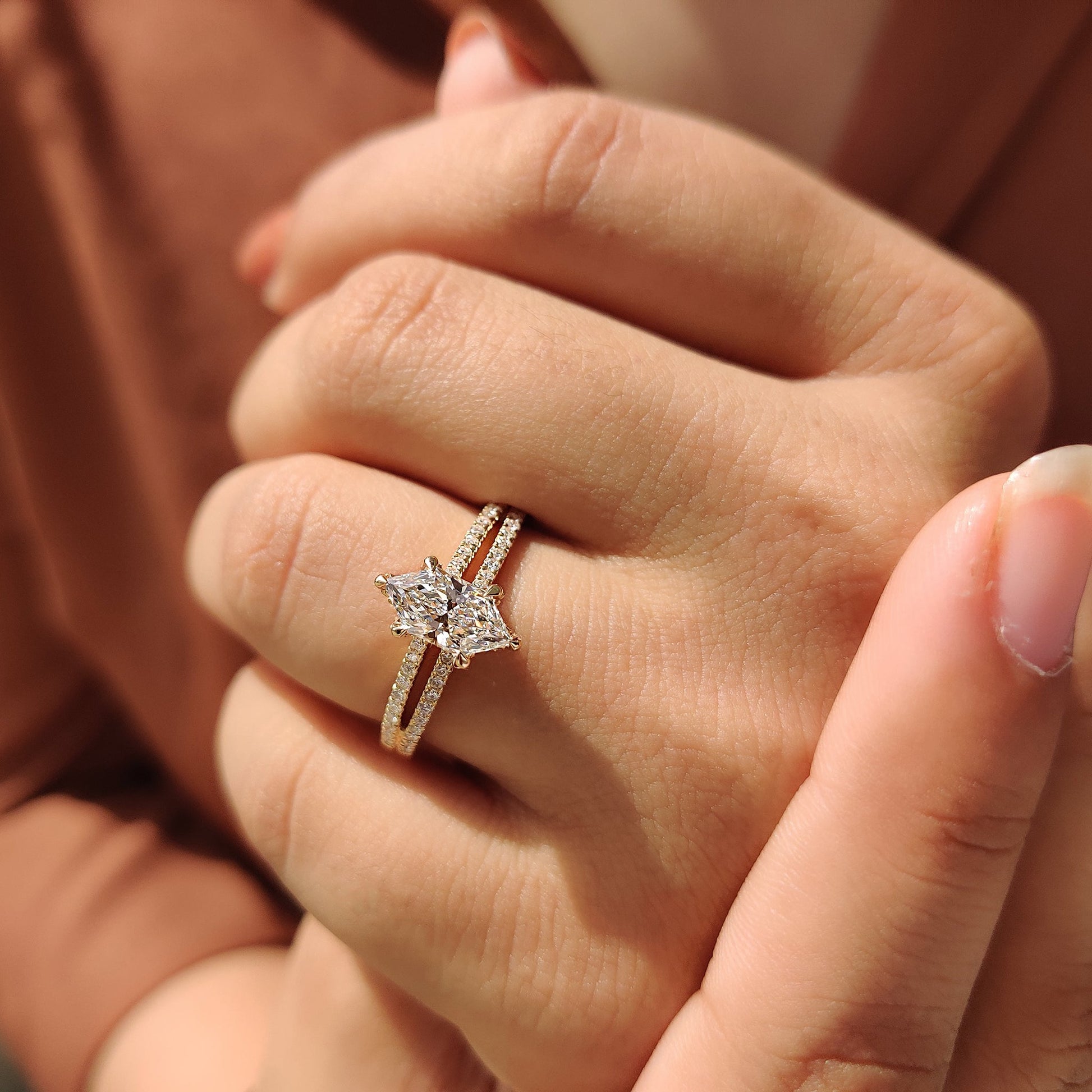 Dutch Marquise Split Shank Engagement Ring