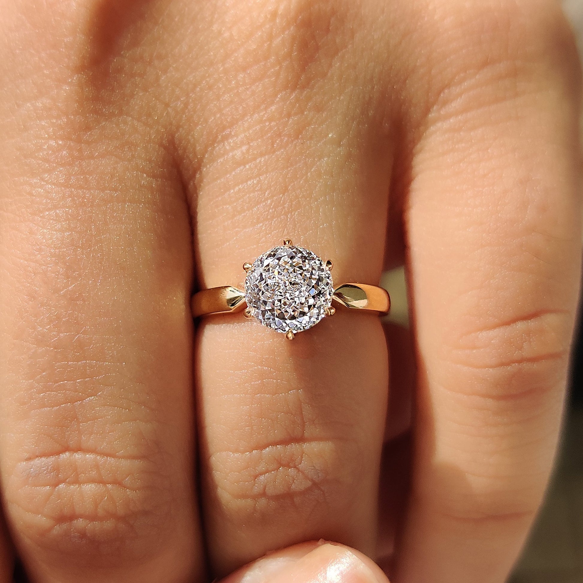 Portuguese Cut Diamond Ring With Tulip Setting