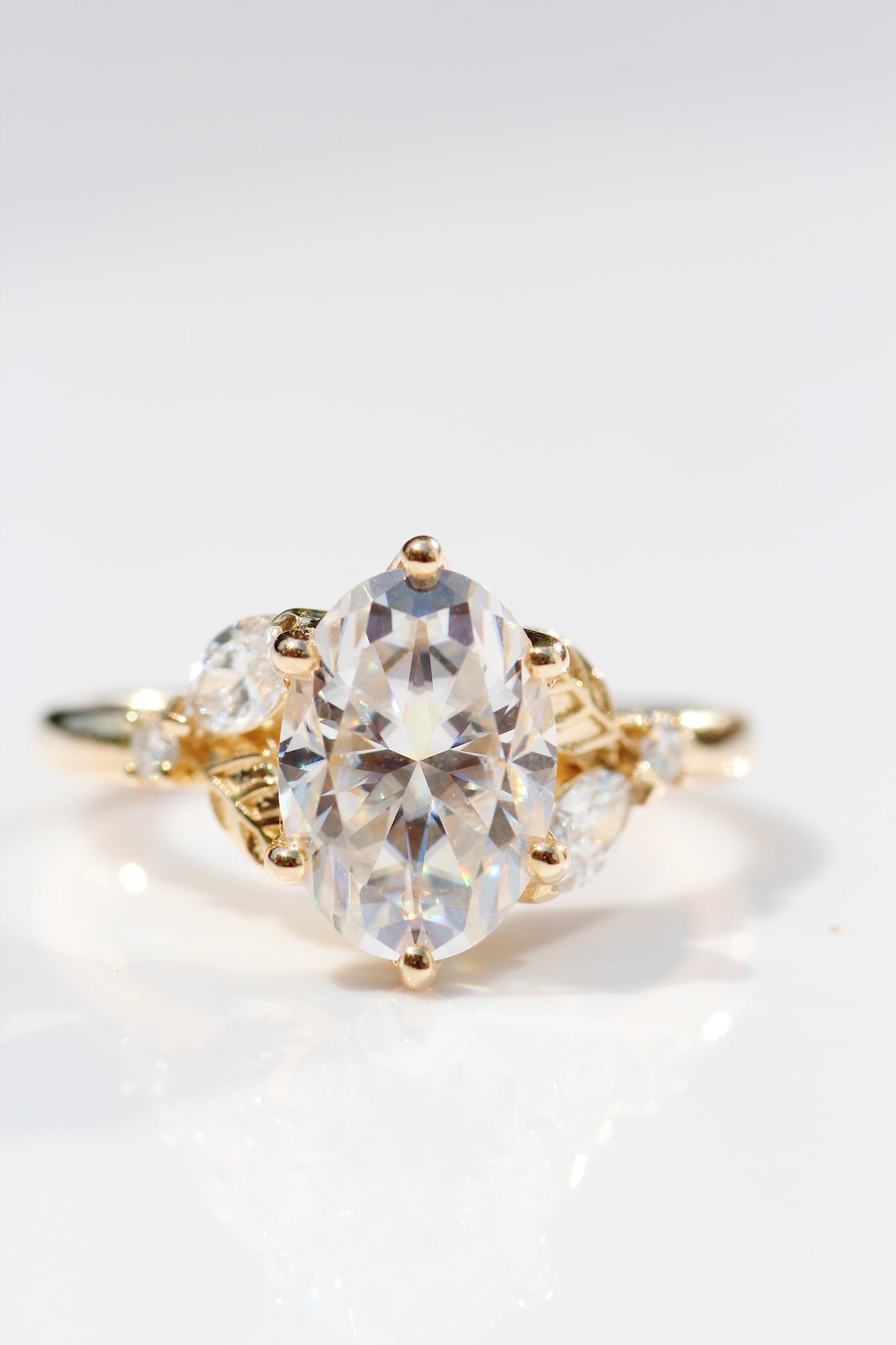 Marquise Shaped Three Stone Lab Grown Diamond Engagement Ring