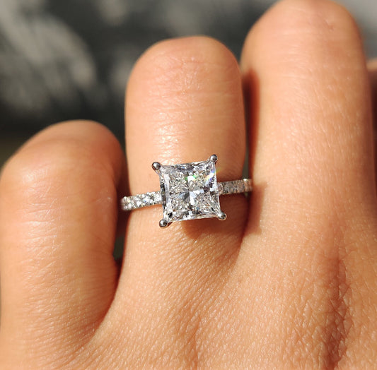Princess Cut Engagement Ring In Pave Style