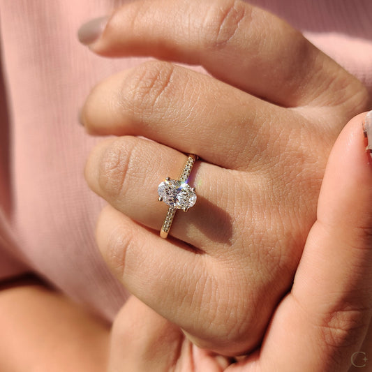 Oval Cut Diamond Ring In Pave Style