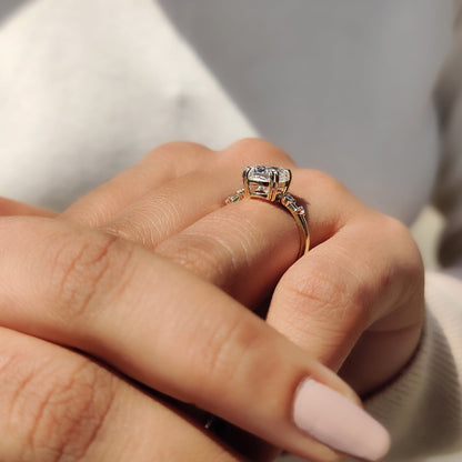 Elongated Cushion Cut Engagement Ring In Yellow Gold