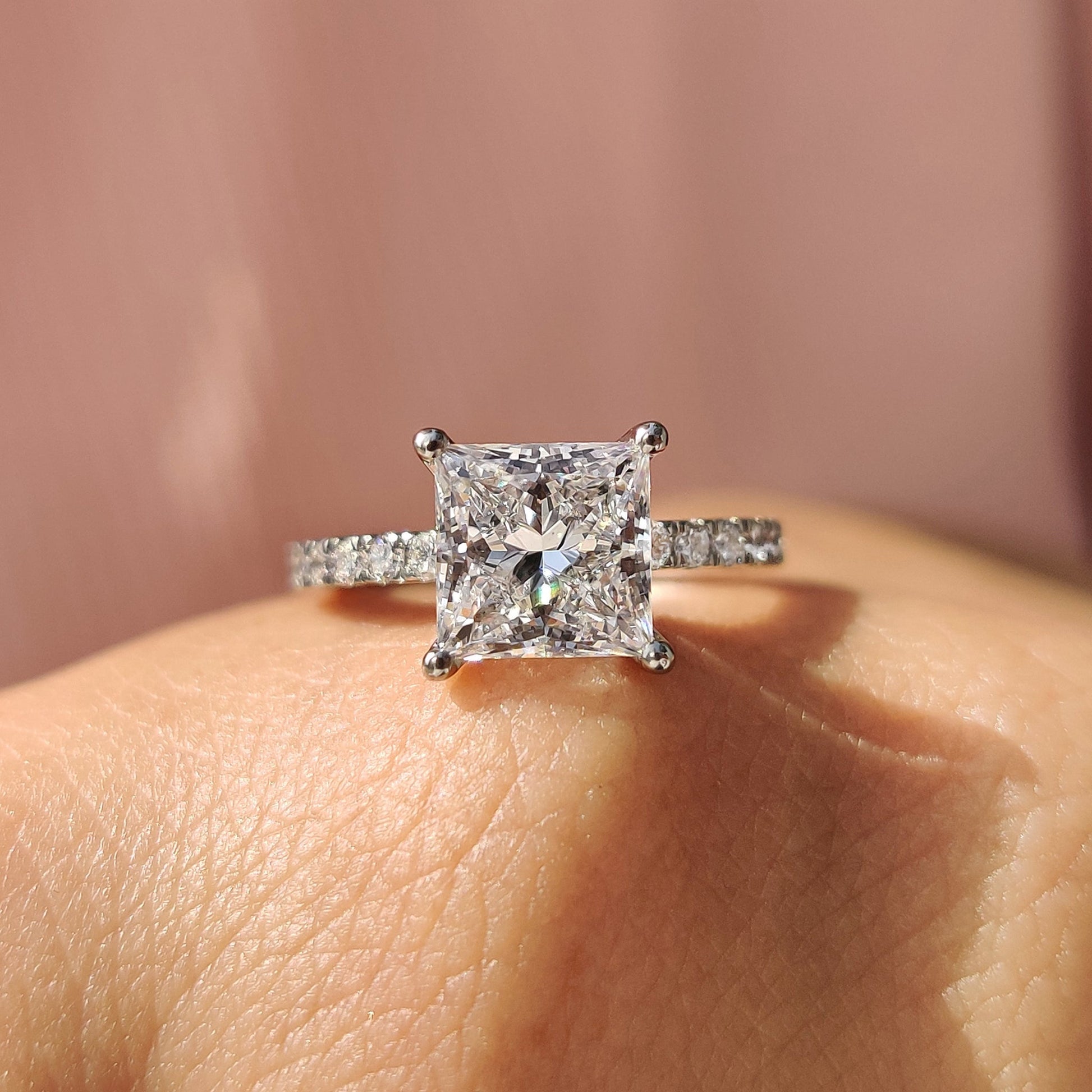 Princess Cut Engagement Ring In Pave Style