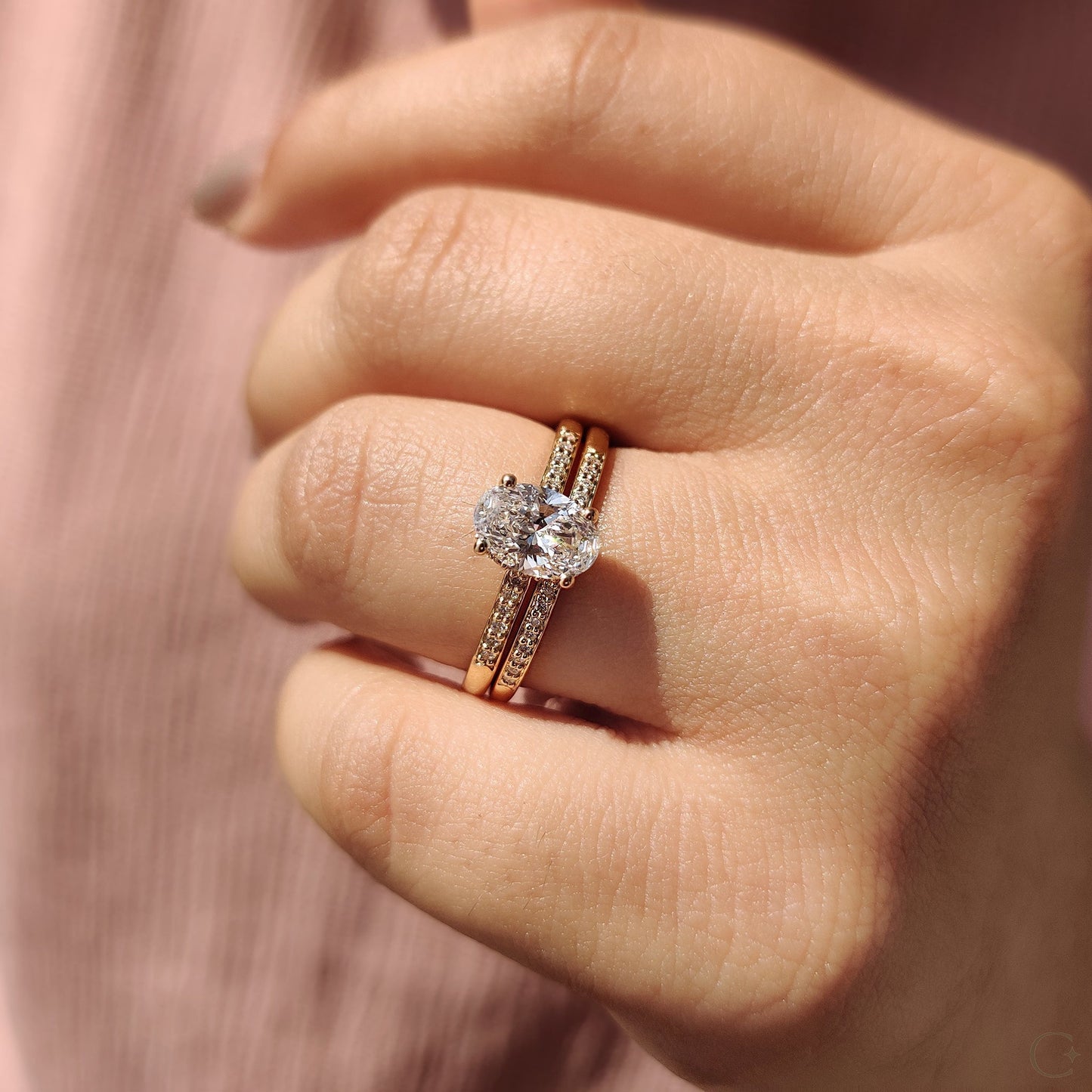 Oval Cut Diamond Ring In Pave Style