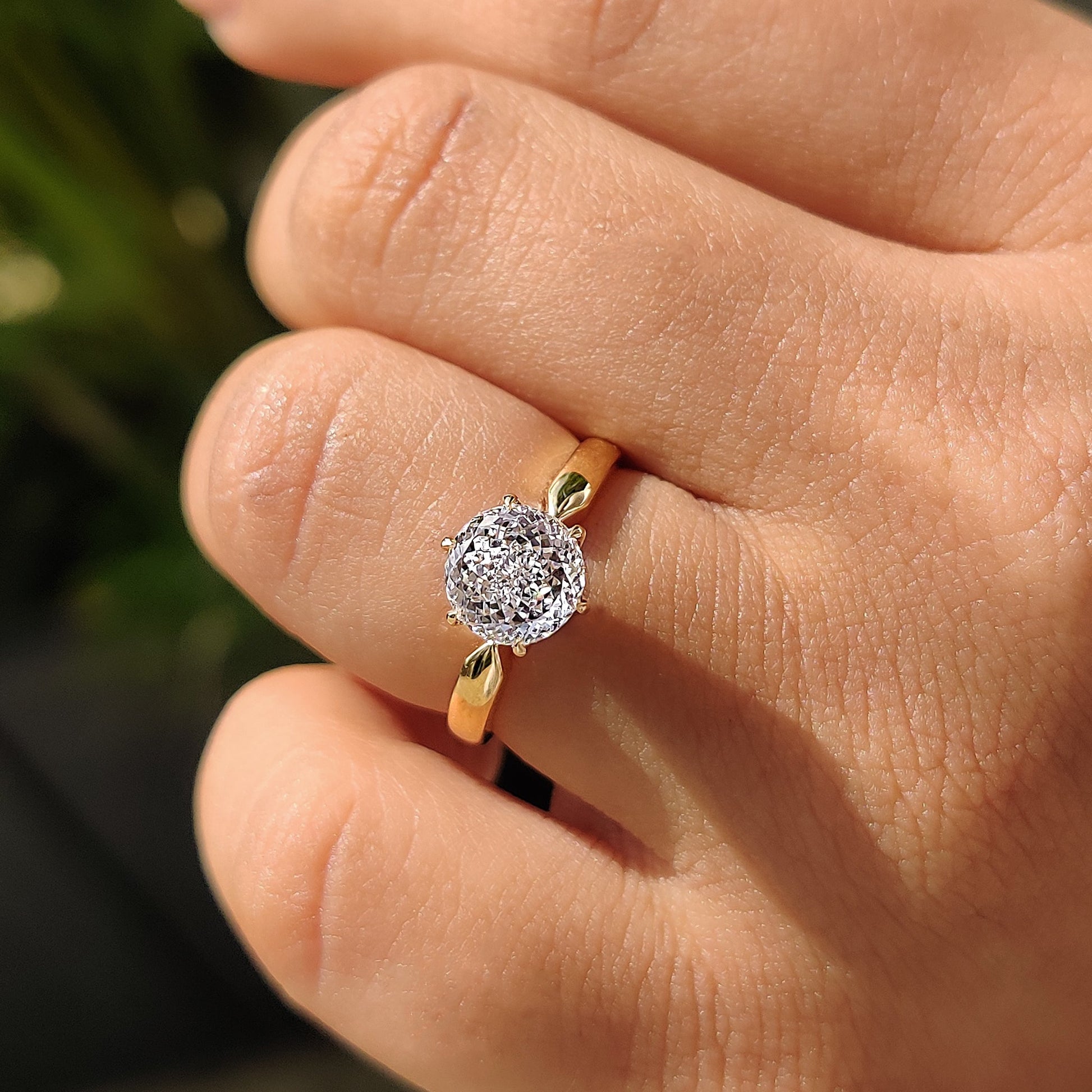 Portuguese Cut Diamond Ring With Tulip Setting