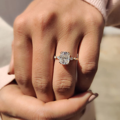 Elongated Cushion Cut Engagement Ring In Yellow Gold
