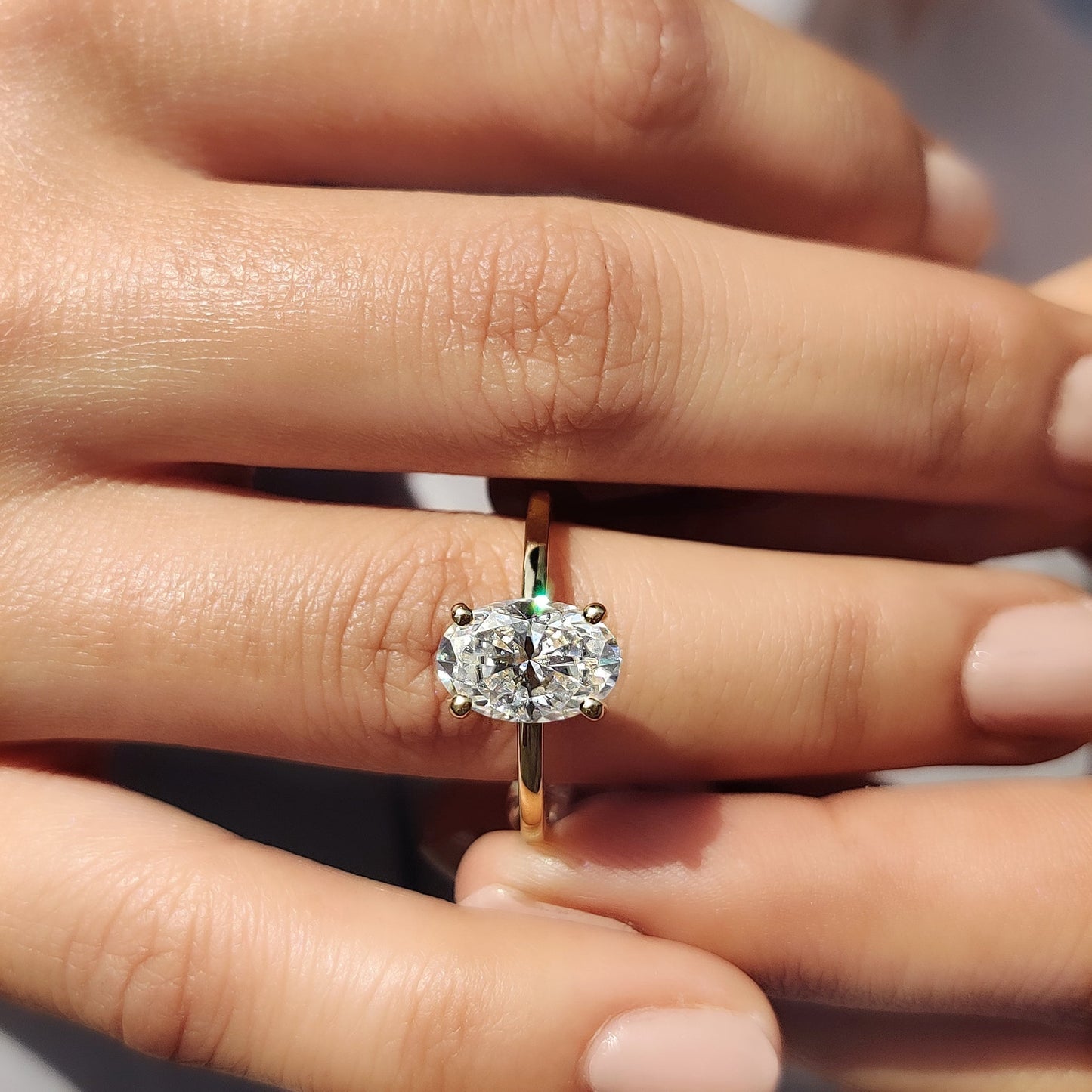 Oval Moissanite Engagement Ring With Hidden Halo Style