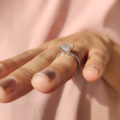 Princess Cut Engagement Ring In Pave Style