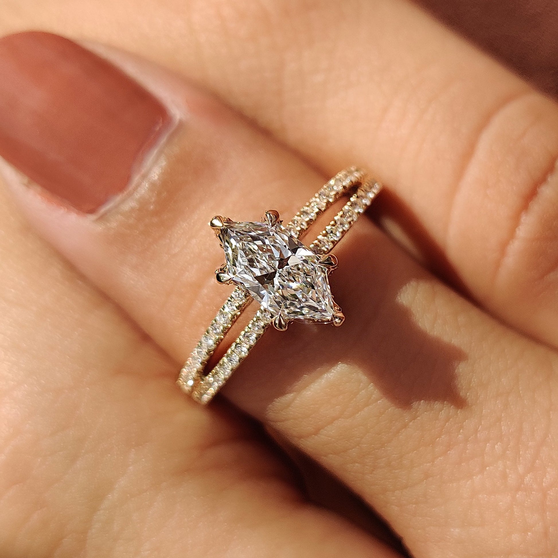 Dutch Marquise Split Shank Engagement Ring
