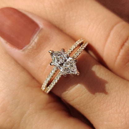 Dutch Marquise Split Shank Engagement Ring