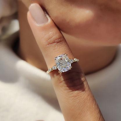 Elongated Cushion Cut Engagement Ring In Yellow Gold