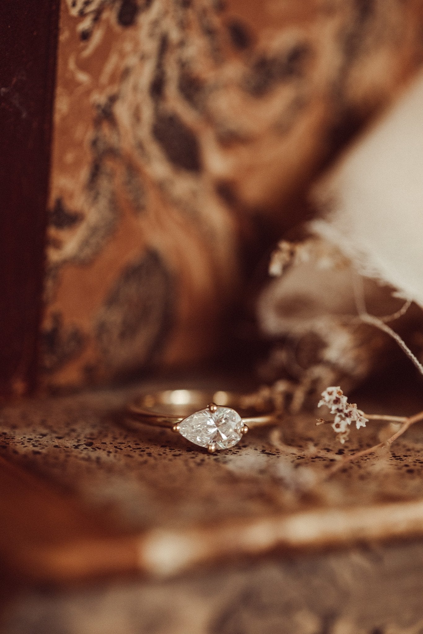 Marquise Shaped Three Stone Lab Grown Diamond Engagement Ring