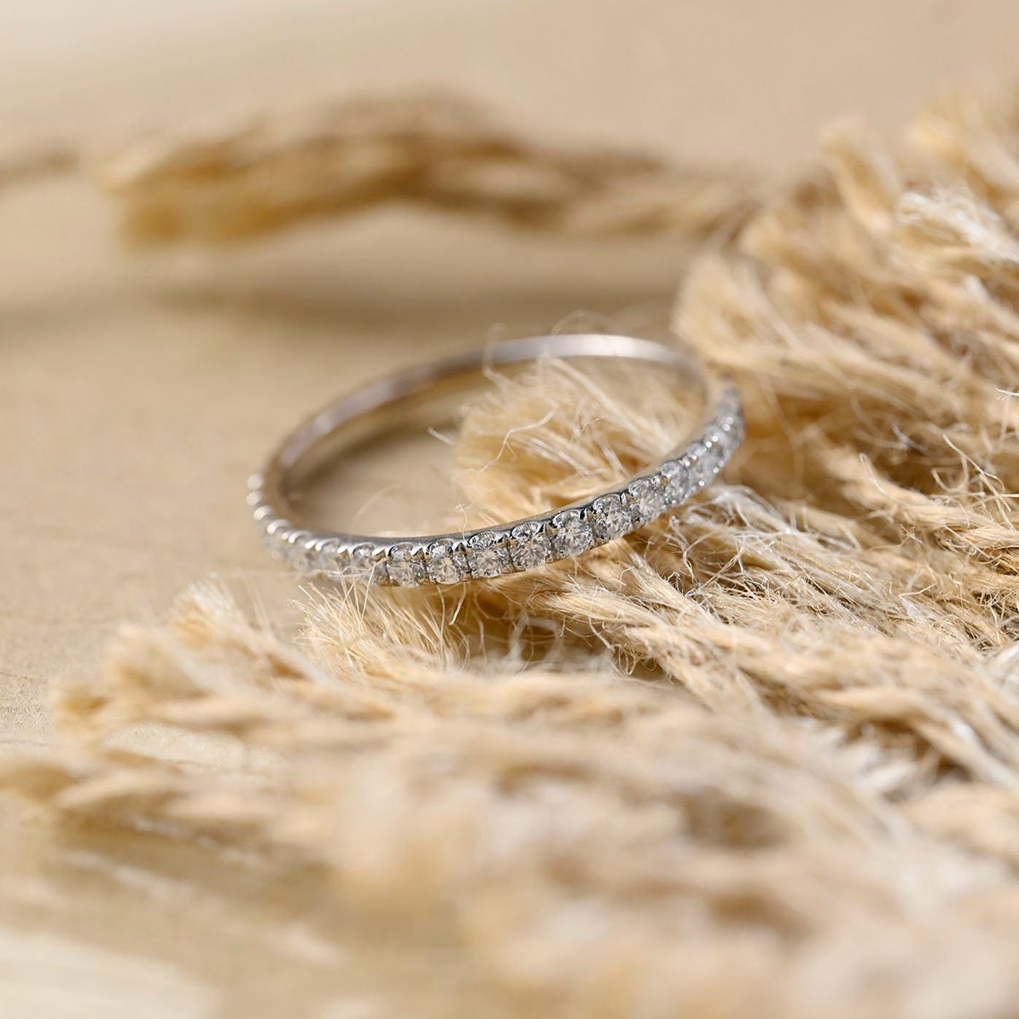 Stunning 0.6 CT Round Moissanite Stones Full Eternity Wedding Band 2