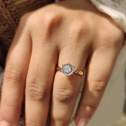 Portuguese Cut Diamond Ring With Tulip Setting