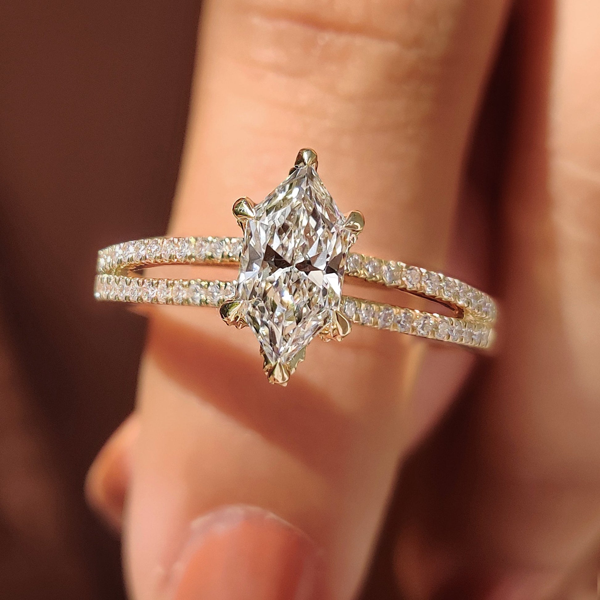Dutch Marquise Split Shank Engagement Ring