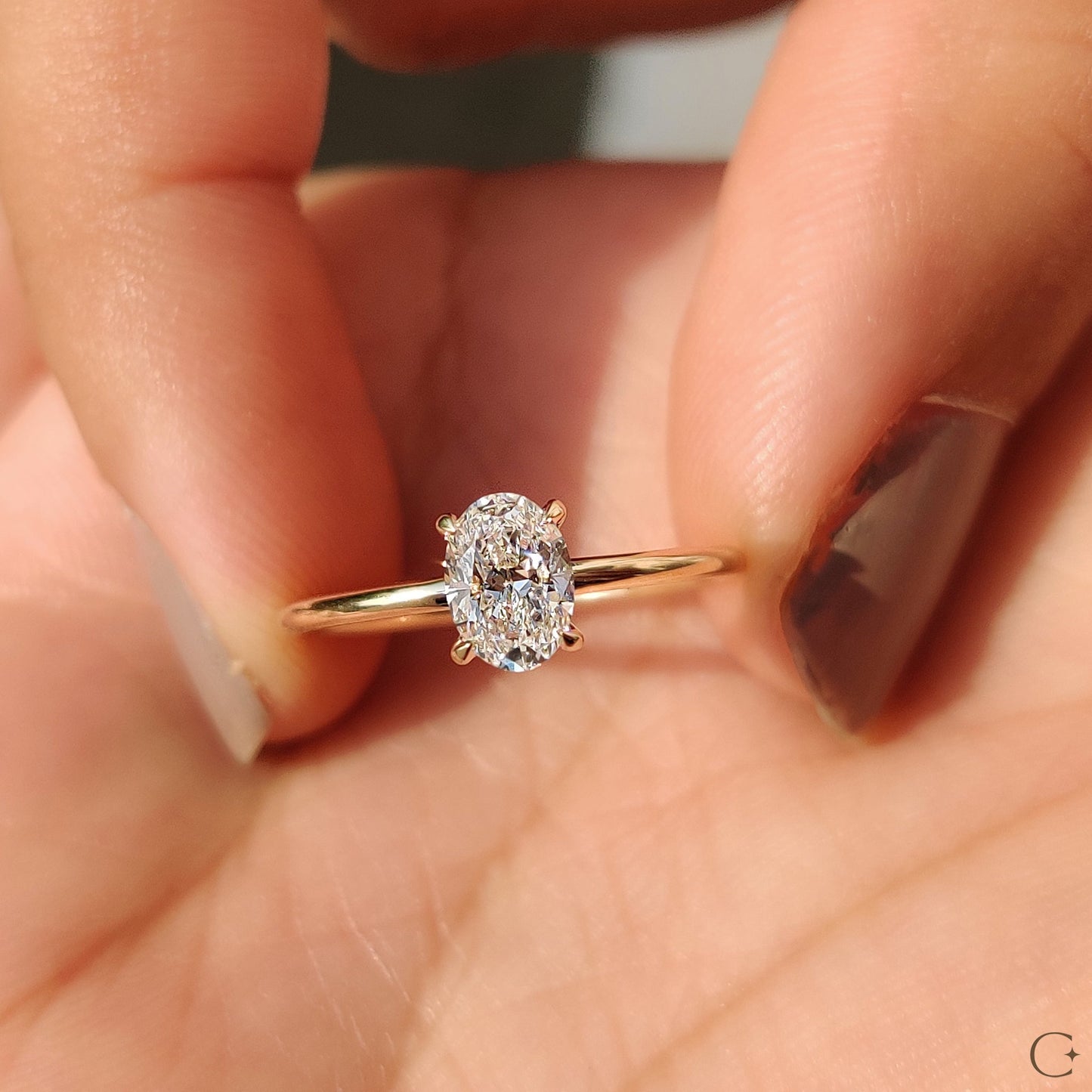 Oval Cut Diamond Ring In Solitaire Style