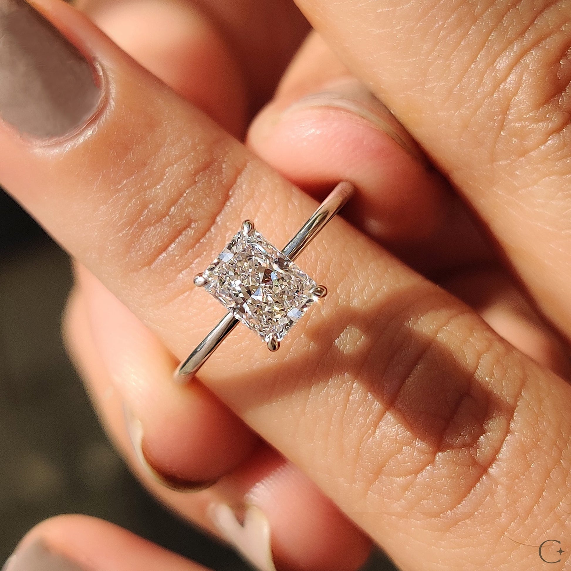 Radiant Cut Solitaire Ring In White Gold