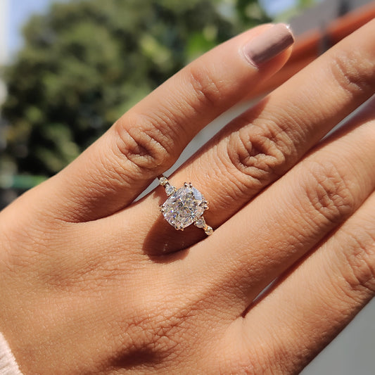 Elongated Cushion Cut Engagement Ring In Yellow Gold