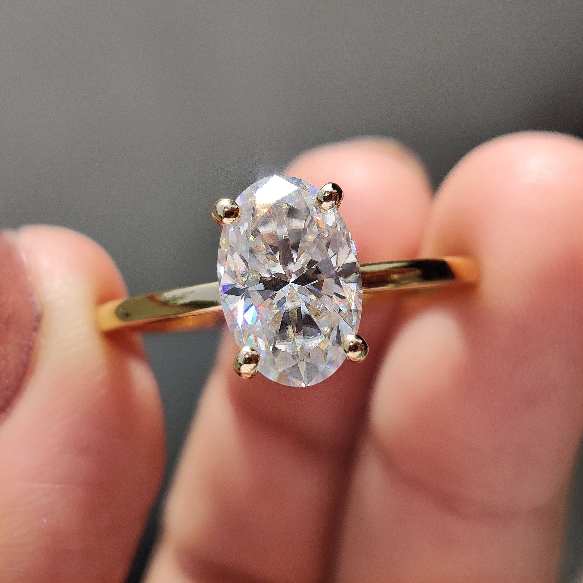 Oval Moissanite Engagement Ring With Hidden Halo Style